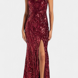 Vestido Halter Marleni con Lentejuelas