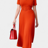 Vestido de Trabajo Midi Seliora con Cinturón y Pliegues