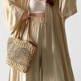 Conjunto Casual Suella de Dos Piezas con Cardigan Largo y Abertura Lateral