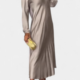 Vestido Riva Fluido con Escote en V y Mangas Largas
