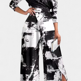 Mono Brina de Tie Dye Largo con Diseño Off-Shoulder y Pierna Ancha con Abertura