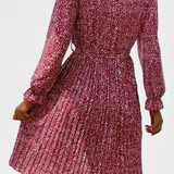 Vestido Midi Plisado con Estampado de Leopardo Evabeth