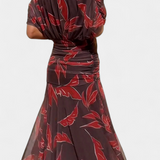 Vestido Largo Alondra con Estampado Floral de Fantasía y Escote en V