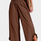 Pantalones Palazzo Justina con Volantes y Cintura Alta