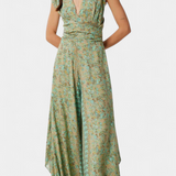 Mono Fluid Leandra Cruzado con Estampado Floral Verde