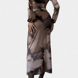 Vestido Largo Ashlyn con Estampado Gradiente y Escote en V