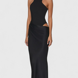 Vestido Maxi Mafalda con Estilo de Top de Tirantes y Silueta Ajustada