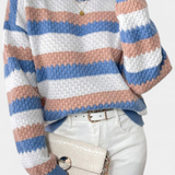 Jersey de Cuello Redondo Oversized a Rayas Kristen