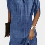 Vestido Midi Atemporal Haruna con Cuello Redondo