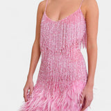 Vestido Mini Plumas Adena