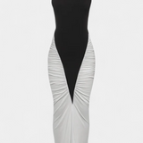 Vestido Midi Bicolor Ariana con Pliegues