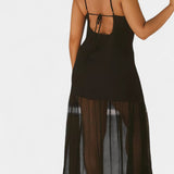 Vestido Sheer Ersilien con Superposición Semitransparente y Forro Ajustado