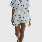 Conjunto Avila Kimono con Nudo y Pantalones Cortos de Lunares