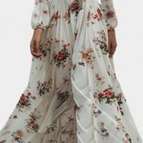 Vestido Maxi Amanda Floral con Escote en V y Mangas Largas