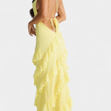 Vestido Maxi Padeline con Volantes y Espalda Descubierta
