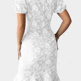 Vestido Midi Ajustado Champel con Mangas Abullonadas