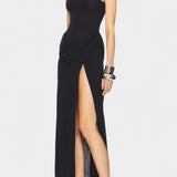 Vestido Maxi Draped Duchess con Abertura Lateral