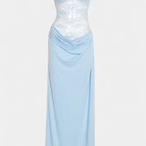 Vestido Maxi de Encaje Asimétrico Castanza
