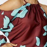 Vestido Largo con Mangas Abiertas y Estampado Abstracto