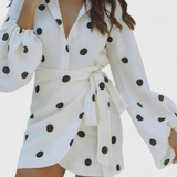 Vestido Romara Mini Spot con Mangas Largas y Cintura Ajustada