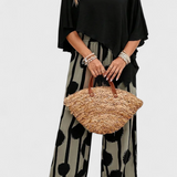 Conjunto Asimétrico Aleida con Top y Pantalones Impresos