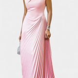 Vestido Maxi Asimétrico Elyna sin Mangas con Cuello Alto