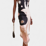 Vestido Rosenda con Espalda Abierta y Estampado Abstracto