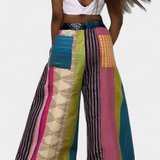 Pantalones Anchos Casual Claudine con Estampado Rayado