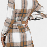Vestido Camisa Mini Check Masia con Cinturón