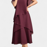 Vestido de Chiffon Asimétrico Cornelia con Silueta Fluida