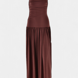 Vestido Maxi Maddy sin Mangas con Drapado Lateral