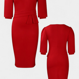 Vestido Midi Ajustado Reanna con Mangas Abullonadas