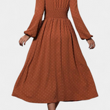 Vestido Midi de Oficina Faela con Puntos Suizos