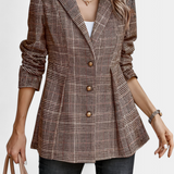 Blazer Peplum en Calico con Solapa de Muesca