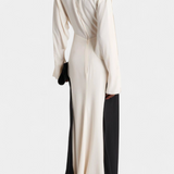Vestido de Noche Maxi Slyune con Escote en V y Contraste
