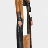 Abrigo Trench de Cuero Patchwork Norelle
