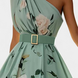 Vestido Floral Nila con Volantes y Abertura Lateral en Chifón