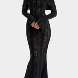 Vestido Maxi de Encaje Rosalie con Hombros Descubiertos
