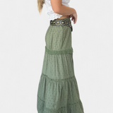 Falda Dola Maxi Boho con Encaje y Abertura Frontal