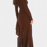 Vestido Largo Asimétrico Recife con Un Hombro y Mangas Largas