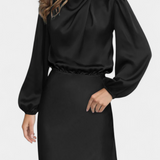 Vestido Maxi Cecila con Cuello Alto y Detalle Floral