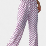 Pantalones Anchos Hilaria con Estampado de Cuadros