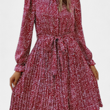 Vestido Midi Plisado con Estampado de Leopardo Evabeth