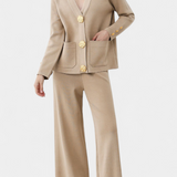 Conjunto Aireen de Punto con Cárdigan y Pantalones de Pierna Ancha