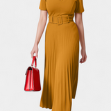 Vestido de Trabajo Midi Seliora con Cinturón y Pliegues