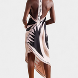 Vestido Rosenda con Espalda Abierta y Estampado Abstracto