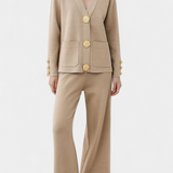 Conjunto Aireen de Punto con Cárdigan y Pantalones de Pierna Ancha