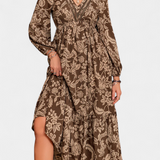 Vestido Maxi Lunetta con Estampado Floral y Mangas Abullonadas