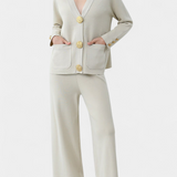 Conjunto Aireen de Punto con Cárdigan y Pantalones de Pierna Ancha