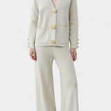 Conjunto Aireen de Punto con Cárdigan y Pantalones de Pierna Ancha